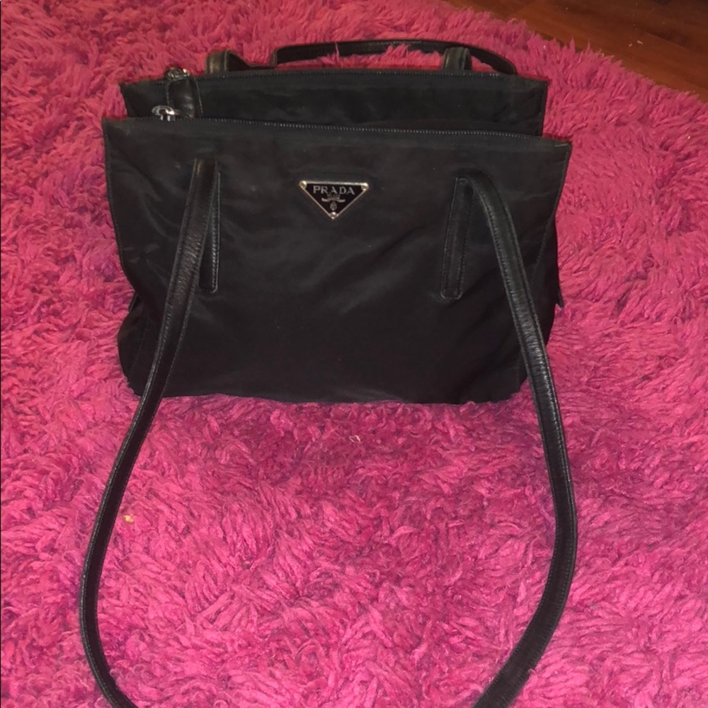 VINTAGE Authentic Prada triple zipper bag all marks shown